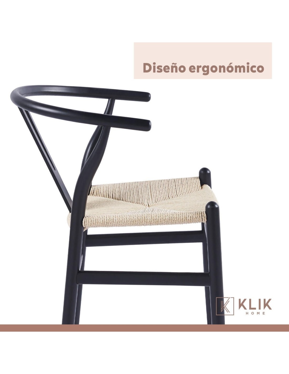 Silla Wishbone Rattan Negra