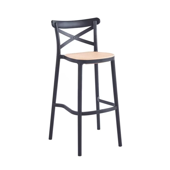 Taburete Crossback Danubio Piso de Bar o Terraza Exterior - Negro -