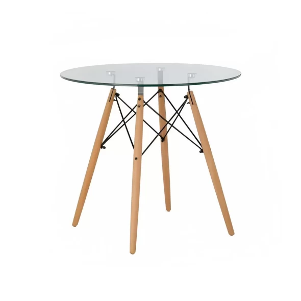 Mesa de Comedor Eames 80cm redonda vidrio -