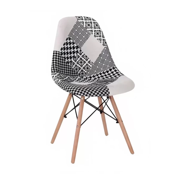 Silla Eames Patchwork Acolchada Blanco y Negro -