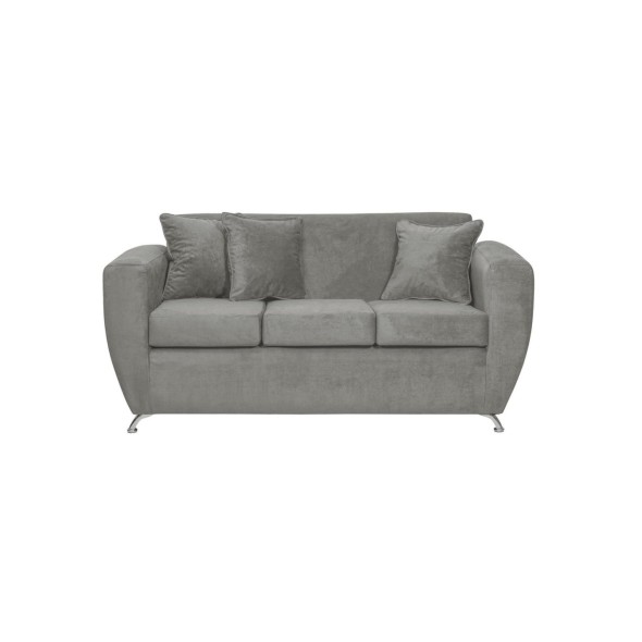 Sofa 3 Cuerpos Chicago Felpa-Gris Claro