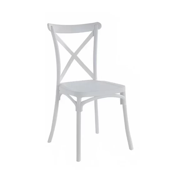 Silla Crossback Danubio de Terraza Exterior o Comedor - Blanca -