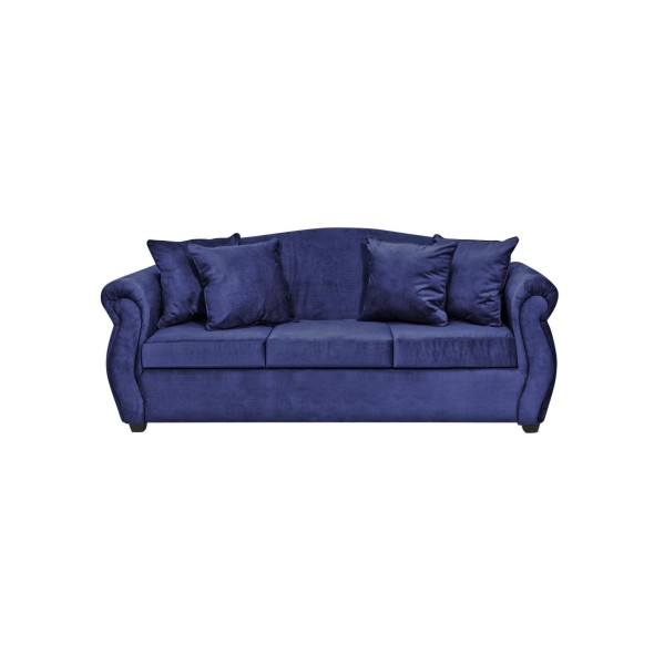 Sofa 3 Cuerpos Violeta Felpa Azul