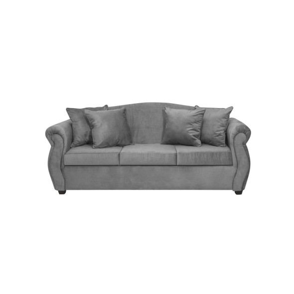 Sofa 3 Cuerpos Violeta Felpa Gris Claro