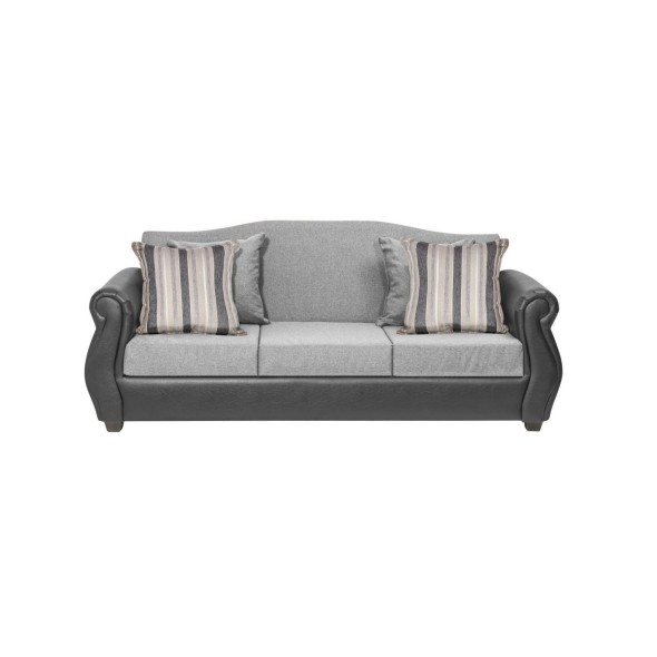 Sofa 3 Cuerpos Violeta Tela-Pu Gris Claro