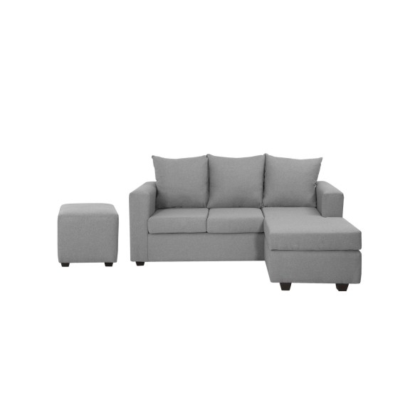 Seccional Marco 3.1 Intercambiable + Pouf Tela Gris Claro