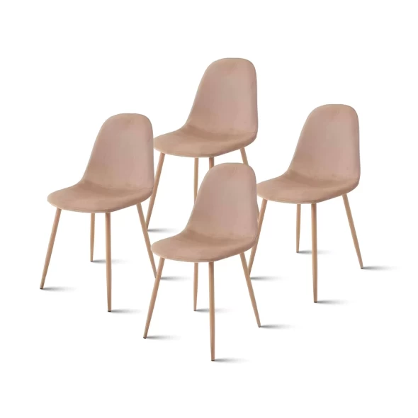 Pack de 4 Sillas Spoon Terciopelo - Beige - Silla