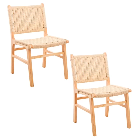 Pack de 2 Sillas de Comedor Elisa Wegner Madera con hilo de cuerda - Natural - Silla