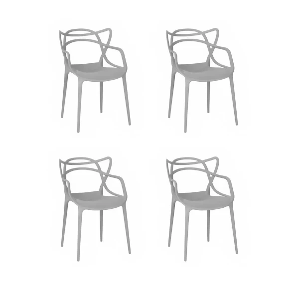 Pack de 4 sillas de terraza o comedor Master - Gris -