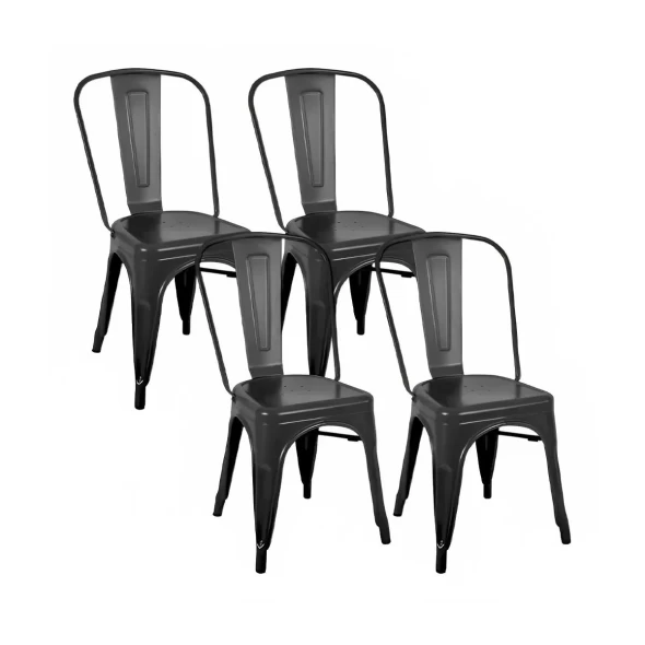 Pack de 4 Sillas Tolix Negras -