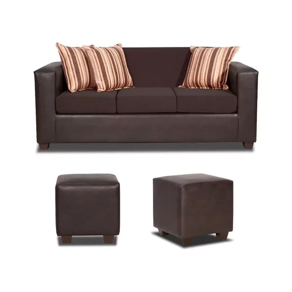 Living Invictus 3 Cuerpos + 2 Pouf Tela-PU Chocolate