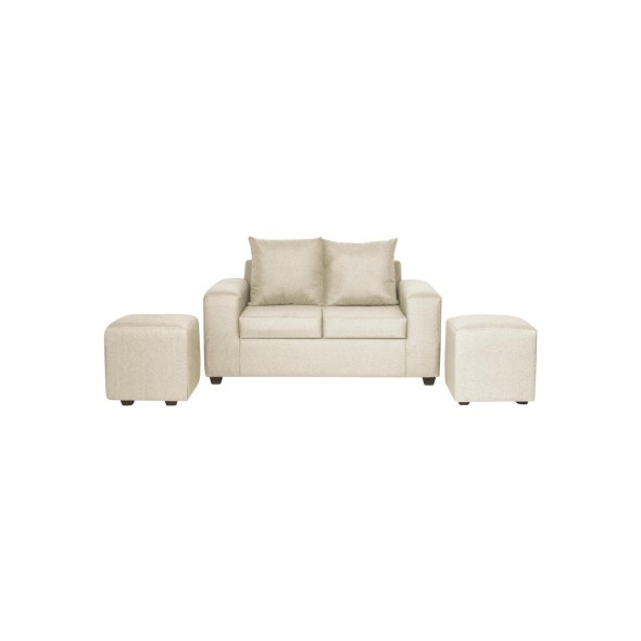 Living Kahlo 2 Cuerpos + 2 Pouf Tela Beige