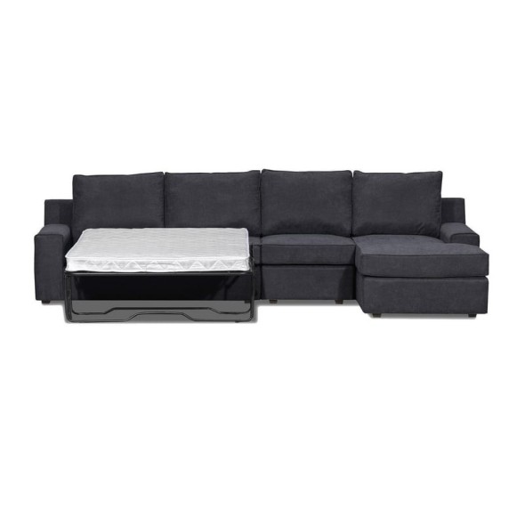 Seccional Cama Burano XL Derecho 133 cm Negro