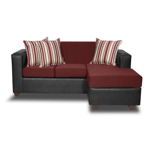 Seccional Invictus 3.1 Intercambiable + Pouf Tela-PU Burdeo