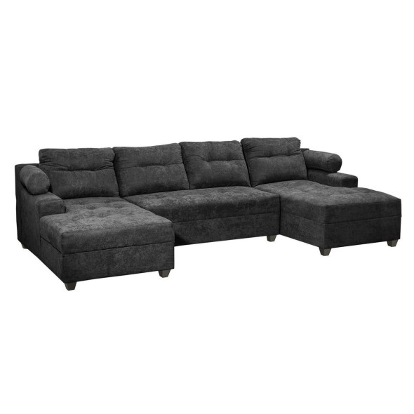 Seccional Le Mans Doble Chaise Tela Negro YF