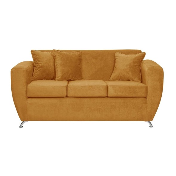 Sofa 3 Cuerpos Chicago Felpa-Mostaza