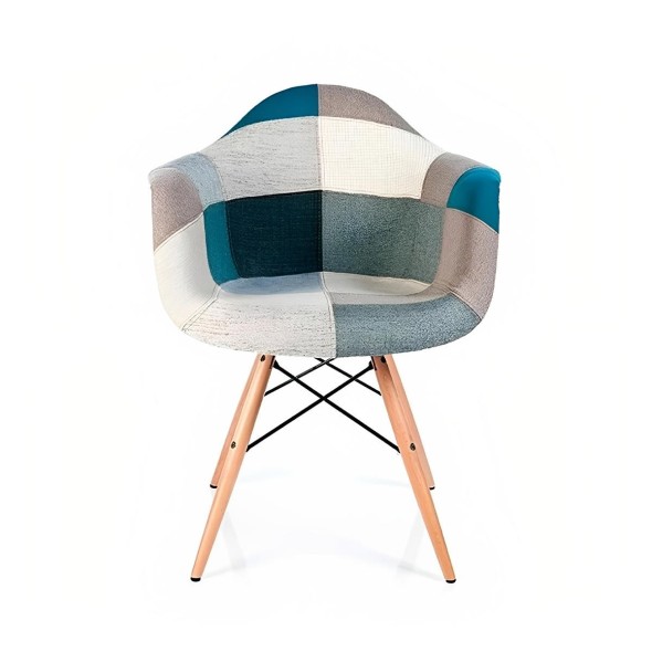 Butaca Sitial Eames Patchwork Acolchado - Celeste