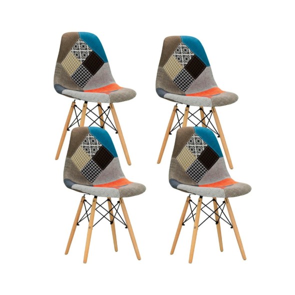 Pack de 4 Sillas Eames Patchwork Acolchada Tradicionales