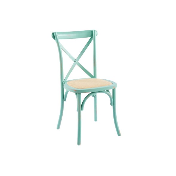 Silla Crossback Danubio Madera Rattan - Menta Vintage