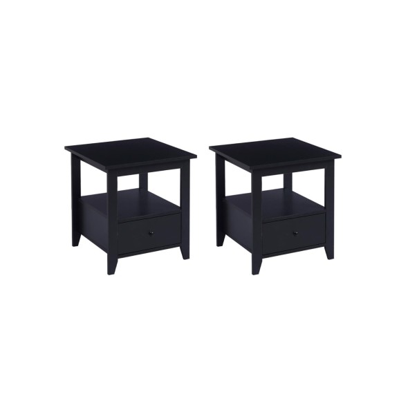 Pack de 2 Veladores Mesa Lateral Auxiliar con Cajón Bohemio