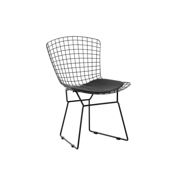 Silla Bertoia metal de terraza living comedor acolchada - Negra