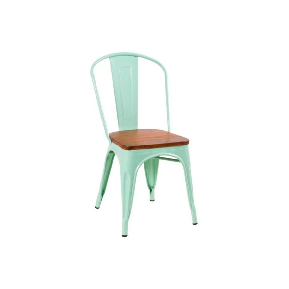 Silla Tolix con asiento de Madera Oscura Walnut - Menta